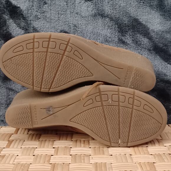 Sperry Harlow Burnished  Leather Wedge Platform Booties in Cognac 6.5 M - Picture 8 of 8